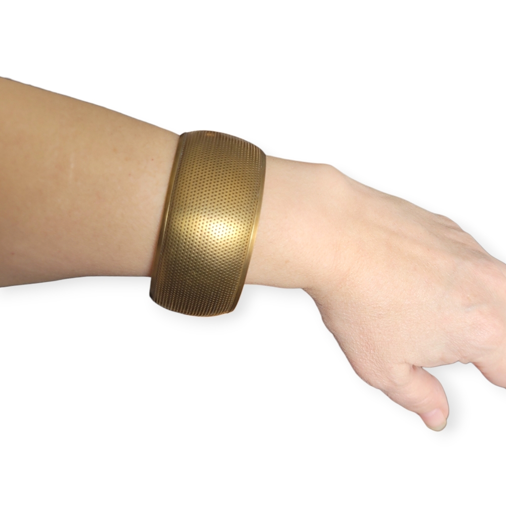 Vintage Brass Bangle Cuff Bracelet Chunky Boho
